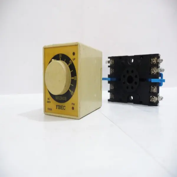 Timer with Base, FH3A, 0 ~ 60 Sec, 240 VAC, FIBEC Electronics